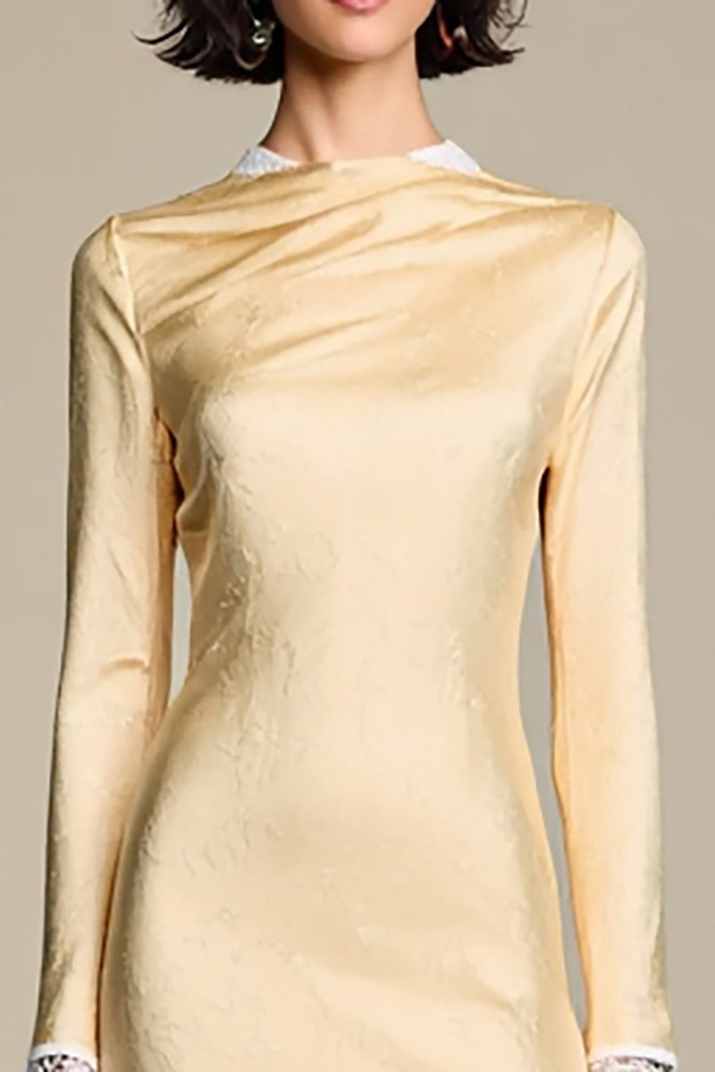 Laden Sie das Bild in den Galerie-Viewer, Champganer Bodycon Lange Ärmel Hochzeitsgastkleid