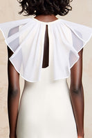 Laden Sie das Bild in den Galerie-Viewer, Weißes Langes Hochzeitskleid aus Tüll mit Rüschen