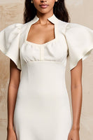 Laden Sie das Bild in den Galerie-Viewer, Elfenbein Midikleid aus Satin für Hochzeitsgäste