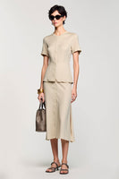 Laden Sie das Bild in den Galerie-Viewer, Einfaches Aprikose Hülle Zweiteiliges Hochzeitsgastkleid