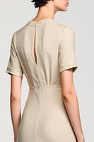 Laden Sie das Bild in den Galerie-Viewer, Einfaches Aprikose Hülle Zweiteiliges Hochzeitsgastkleid