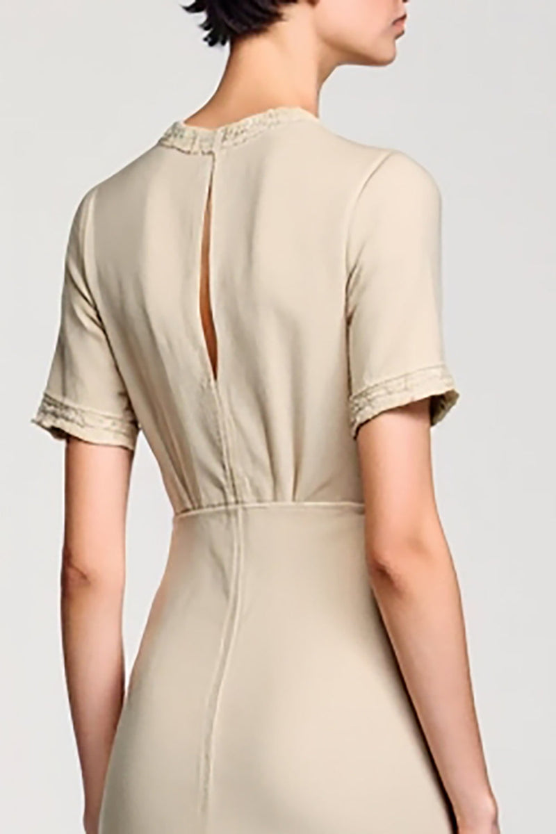 Laden Sie das Bild in den Galerie-Viewer, Einfaches Aprikose Hülle Zweiteiliges Hochzeitsgastkleid