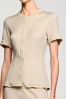 Laden Sie das Bild in den Galerie-Viewer, Einfaches Aprikose Hülle Zweiteiliges Hochzeitsgastkleid