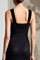 Laden Sie das Bild in den Galerie-Viewer, Einfaches Schwarzes Langes Hochzeitsgastkleid in A-Linie