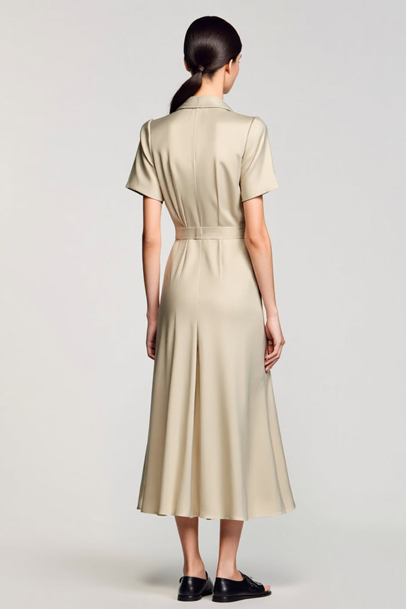 Laden Sie das Bild in den Galerie-Viewer, Schal Revers A Line Zweiteiliges Graues Hochzeitsgastkleid