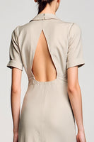 Laden Sie das Bild in den Galerie-Viewer, Graues Einreihiges Hochzeitsgastkleid mit gekerbtem Revers und Schlüsselloch