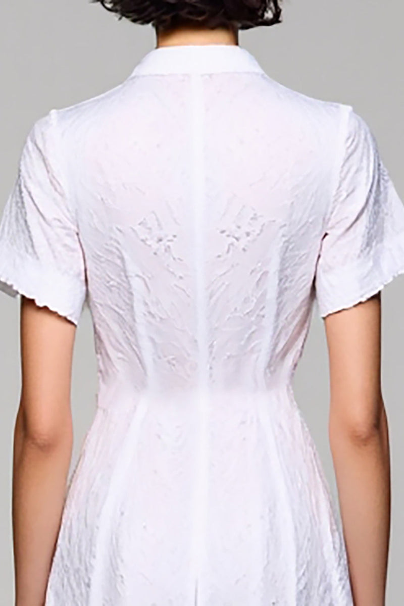 Laden Sie das Bild in den Galerie-Viewer, Einfaches A-Linie V-Ausschnitt Langes Weißes Hochzeitsgastkleid