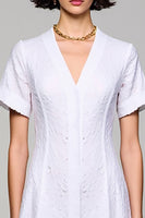 Laden Sie das Bild in den Galerie-Viewer, Einfaches A-Linie V-Ausschnitt Langes Weißes Hochzeitsgastkleid