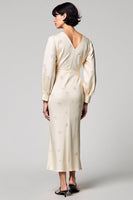 Laden Sie das Bild in den Galerie-Viewer, U-Boot-Ausschnitt Elfenbein Bedrucktes Etuikleid für Hochzeitsgäste