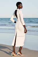 Laden Sie das Bild in den Galerie-Viewer, Etui Elfenbein Schlüsselloch Midi Hochzeitsgastkleid