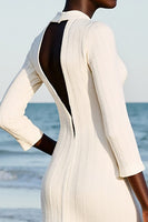 Laden Sie das Bild in den Galerie-Viewer, Etui Elfenbein Schlüsselloch Midi Hochzeitsgastkleid