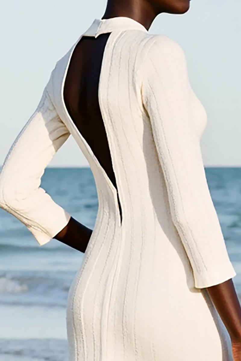 Laden Sie das Bild in den Galerie-Viewer, Etui Elfenbein Schlüsselloch Midi Hochzeitsgastkleid