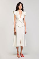 Laden Sie das Bild in den Galerie-Viewer, Elfenbein Schal Revers 2-teilige Midi-Business-Anzüge mit Flügelärmeln