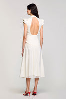 Laden Sie das Bild in den Galerie-Viewer, Elfenbein Schal Revers 2-teilige Midi-Business-Anzüge mit Flügelärmeln