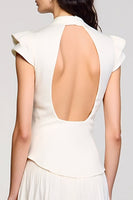 Laden Sie das Bild in den Galerie-Viewer, Elfenbein Schal Revers 2-teilige Midi-Business-Anzüge mit Flügelärmeln