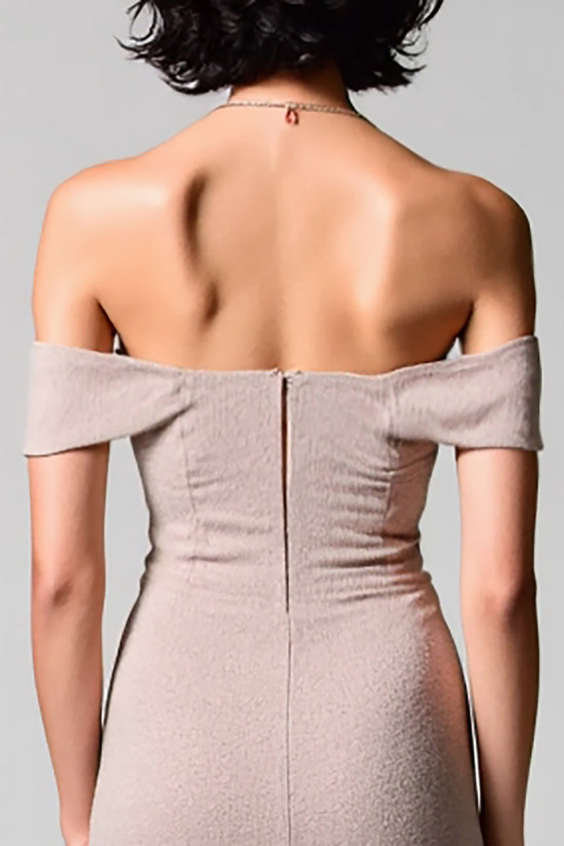 Laden Sie das Bild in den Galerie-Viewer, Einfaches Schulterfreies Midikleid für Hochzeitsgäste