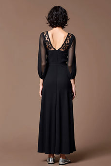 Schwarzes Spitze Kleid für Hochzeitsgäste in A-Linie