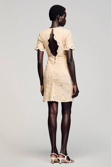 Spitze Etui Aprikose Hochzeitsgastkleid