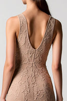 Laden Sie das Bild in den Galerie-Viewer, Desert Rose Jacquard Kleid für Hochzeitsgäste mit V-Ausschnitt