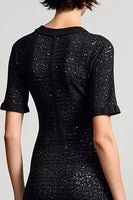 Laden Sie das Bild in den Galerie-Viewer, Schwarzes Hochzeitsgastkleid aus Jersey mit Rundhalsausschnitt