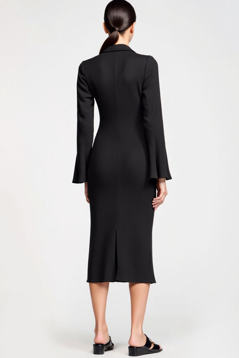 Laden Sie das Bild in den Galerie-Viewer, Spitze Chiffon Schwarzes Sheah Hochzeitsgastkleid