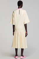 Laden Sie das Bild in den Galerie-Viewer, Elfenbein Hochzeitsgastkleid aus Baumwolle mit Blumenhochzeit