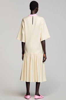 Elfenbein Hochzeitsgastkleid aus Baumwolle mit Blumenhochzeit