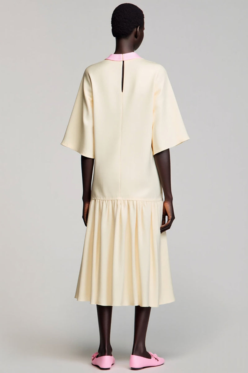 Laden Sie das Bild in den Galerie-Viewer, Elfenbein Hochzeitsgastkleid aus Baumwolle mit Blumenhochzeit