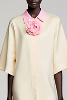 Laden Sie das Bild in den Galerie-Viewer, Elfenbein Hochzeitsgastkleid aus Baumwolle mit Blumenhochzeit