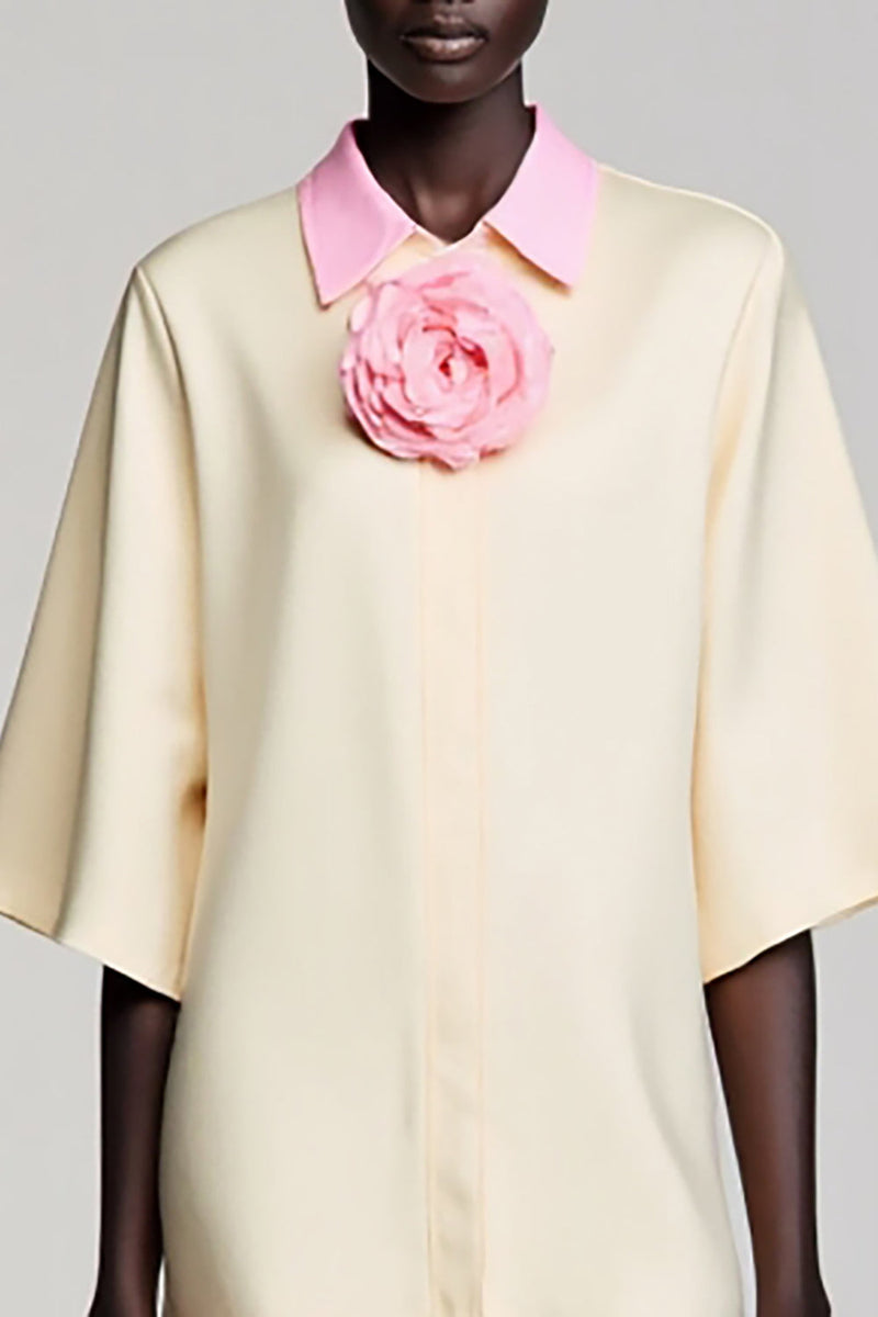 Laden Sie das Bild in den Galerie-Viewer, Elfenbein Hochzeitsgastkleid aus Baumwolle mit Blumenhochzeit