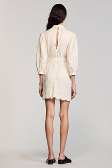 Elfenbein Kurzes Hochzeitsgastkleid aus Spitze