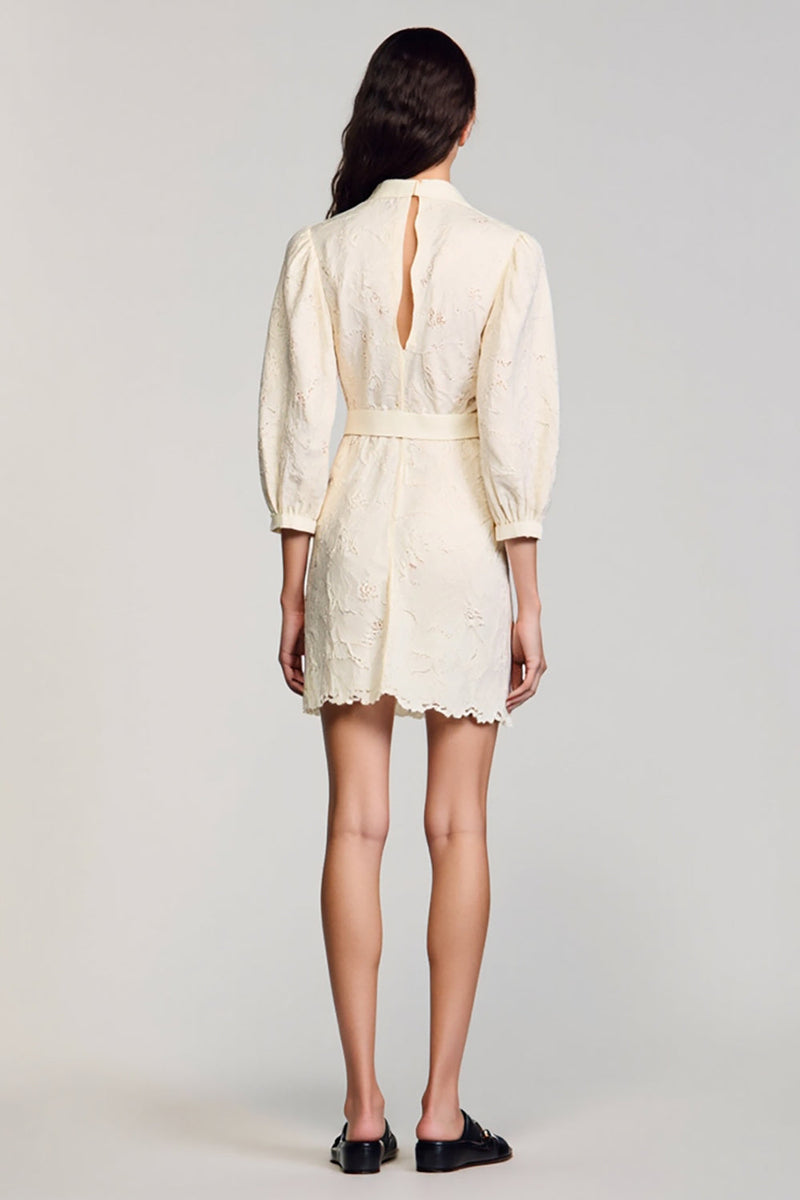 Laden Sie das Bild in den Galerie-Viewer, Elfenbein Kurzes Hochzeitsgastkleid aus Spitze