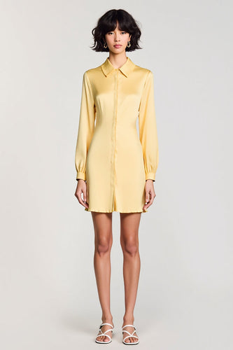 Gelbes Kurzes Hochzeitsgastkleid aus Satin