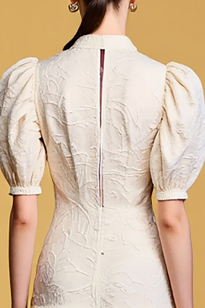 Laden Sie das Bild in den Galerie-Viewer, Spitze Elfenbein A Linie Hochzeitsgastkleid