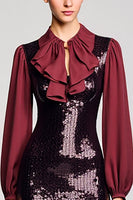 Laden Sie das Bild in den Galerie-Viewer, Glitzerndes Schwarzes Pailletten Etuikleid für Hochzeitsgäste