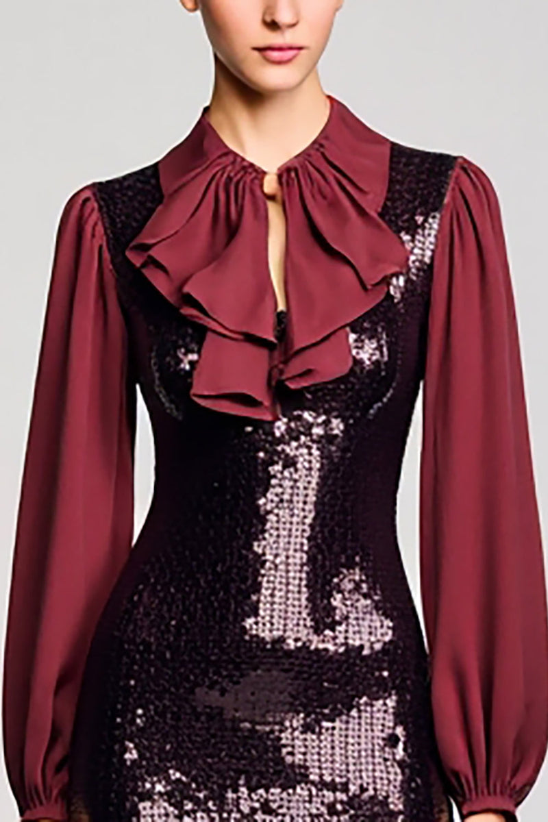 Laden Sie das Bild in den Galerie-Viewer, Glitzerndes Schwarzes Pailletten Etuikleid für Hochzeitsgäste