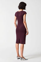 Laden Sie das Bild in den Galerie-Viewer, Dunkelrotes Etui Chiffon Hochzeitsgastkleid