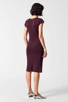 Dunkelrotes Etui Chiffon Hochzeitsgastkleid