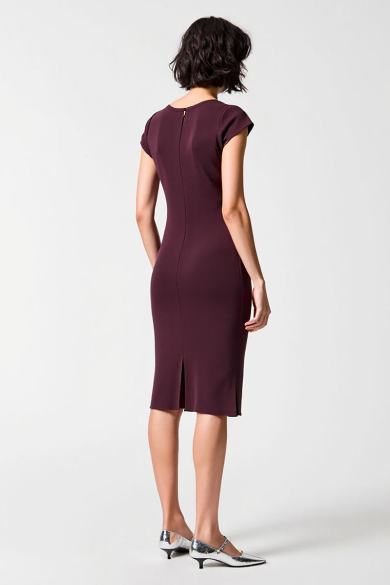 Laden Sie das Bild in den Galerie-Viewer, Dunkelrotes Etui Chiffon Hochzeitsgastkleid