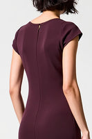 Laden Sie das Bild in den Galerie-Viewer, Dunkelrotes Etui Chiffon Hochzeitsgastkleid