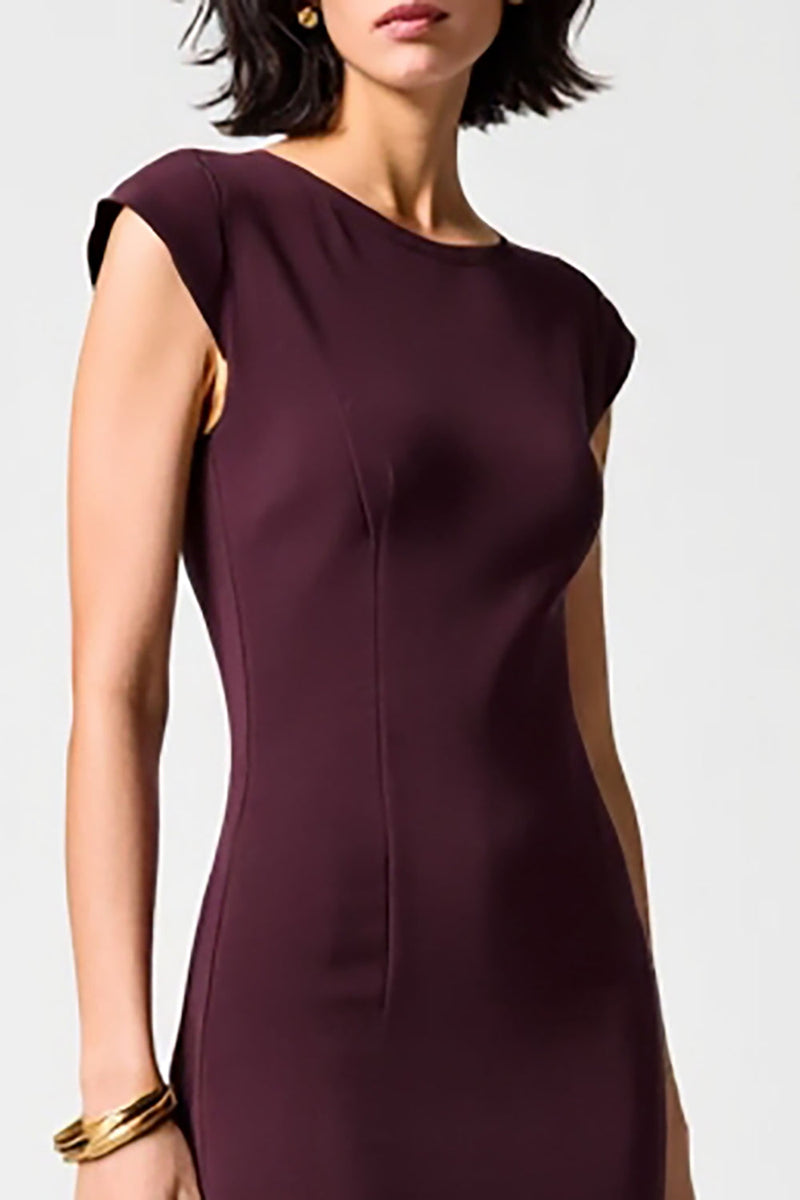 Laden Sie das Bild in den Galerie-Viewer, Dunkelrotes Etui Chiffon Hochzeitsgastkleid