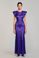 Laden Sie das Bild in den Galerie-Viewer, Lila Jacquard Etuikleid für Hochzeitsgäste