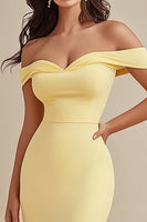 Laden Sie das Bild in den Galerie-Viewer, Schwarzes Schulterfreies Meerjungfrauen Abendkleid aus Chiffon