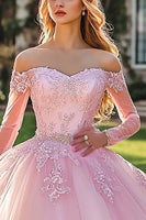 Laden Sie das Bild in den Galerie-Viewer, Schulterfreies Flieder Appliziertes Ballkleid Quinceanera-Kleid