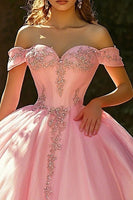 Laden Sie das Bild in den Galerie-Viewer, Ballkleid Schulterfreies Prinzessinnen Quinceanera Kleid mit Applikationen