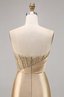 Laden Sie das Bild in den Galerie-Viewer, Goldenes Trägerloses Korsett Bodycon Kurzes Abschlusskleid