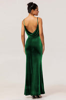 Laden Sie das Bild in den Galerie-Viewer, Dunkelblaues Spaghettiträger Meerjungfrau Brautjungfernkleid