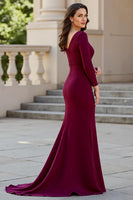 Laden Sie das Bild in den Galerie-Viewer, Meerjungfrauen Langärmeliges Trauben Satin Chorkleid