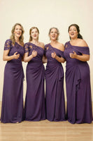 Laden Sie das Bild in den Galerie-Viewer, Schwarzes Meerjungfrau Asymmetrisches Kleid der Mutter der Braut mit Applikationen