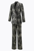 Laden Sie das Bild in den Galerie-Viewer, Schwarz-Gold 2-teiliger Doppelreihiger Damen Ballanzug mit Spitzrevers